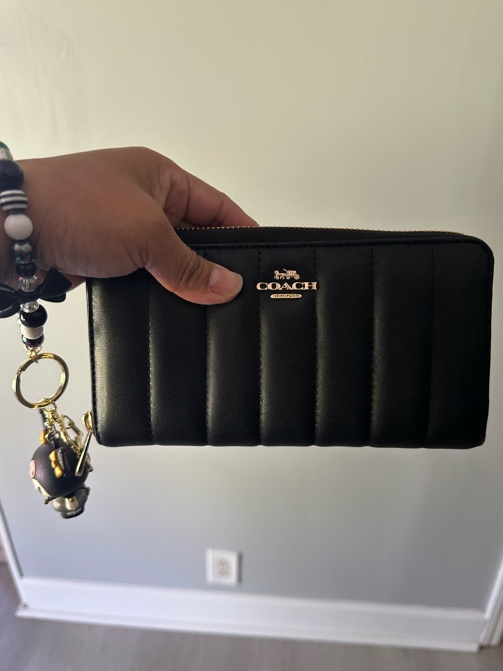 Coach Accordion Zip Wallet Quilted Leather